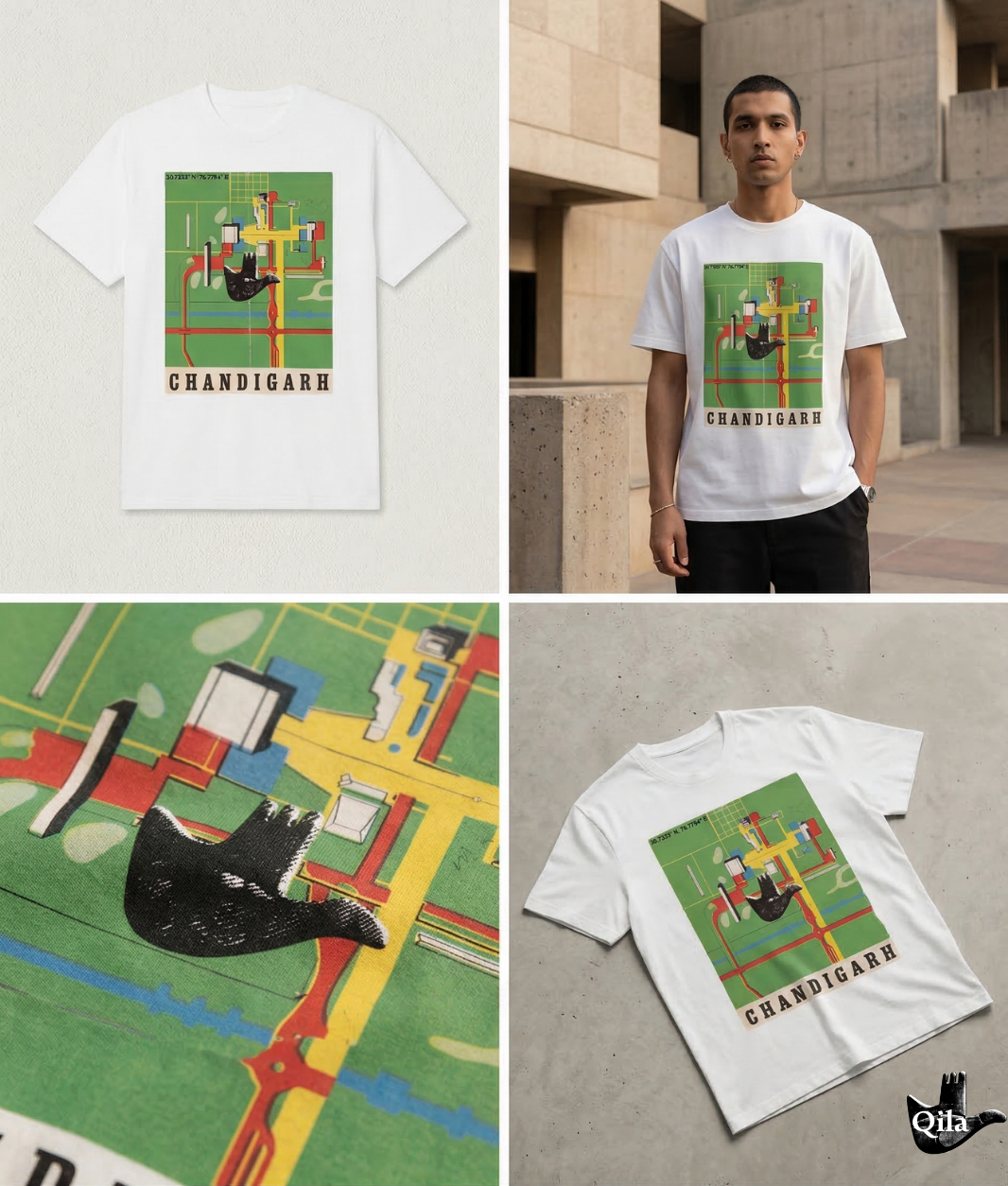 Chandigarh Modernist Grid Tee — Architectural Streetwear